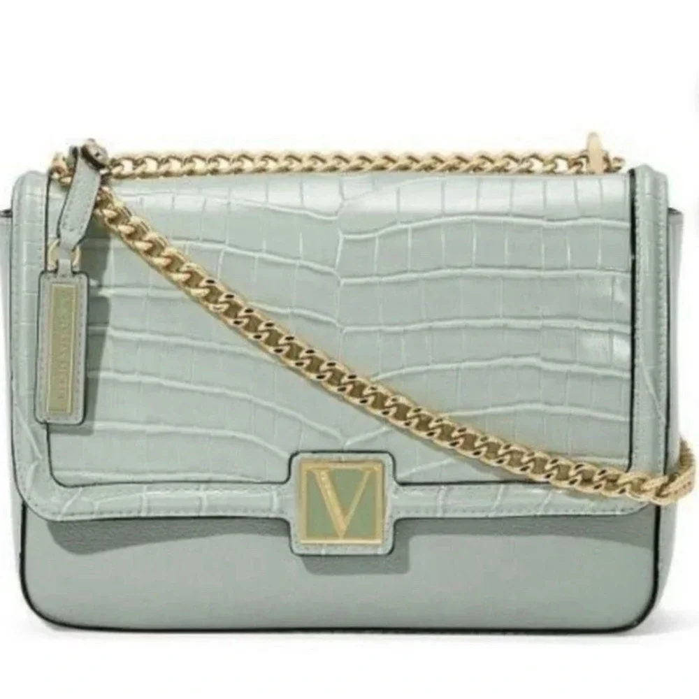 Victoria's Secret‎ The Palm Croc Chain Crossbody Bag Mint Green New